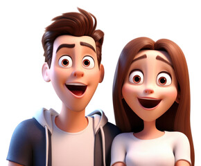 Fototapeta premium PNG Couple boyfriend girlfriend happy cartoon adult face.