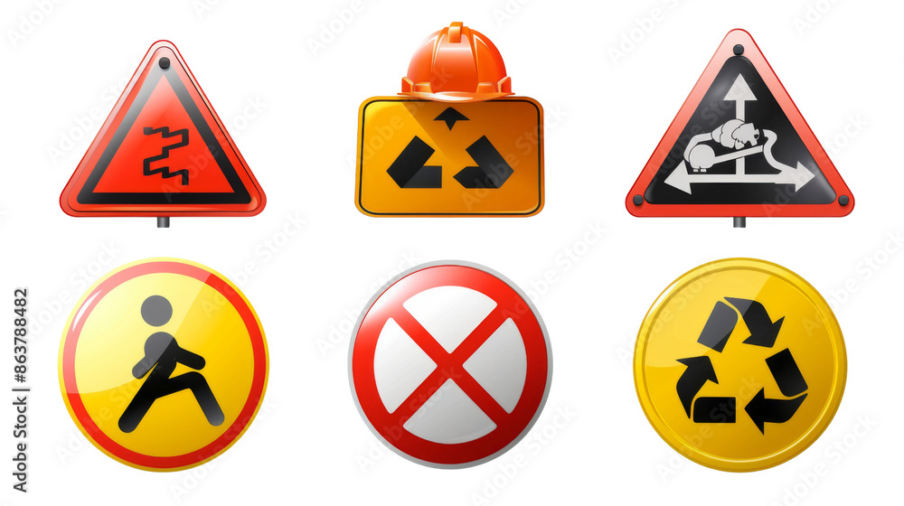 Poster warning icon set on transparent background