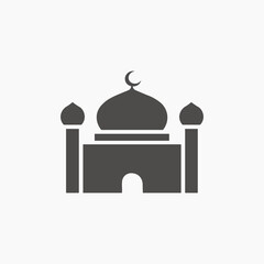 Mosque icon vector. Ramadan, Islamic worship place, muslim, Hajj, Umrah symbol 
