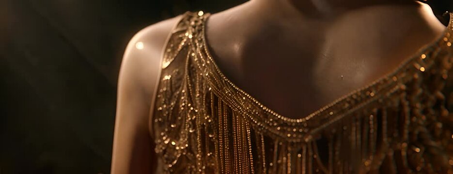 Flapper dress with intricate beading and fringe, 4K hyperrealistic photo 4K Video