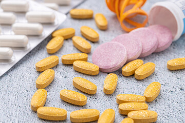 Variety of medicines and drugs.Medicine and healthcare concept