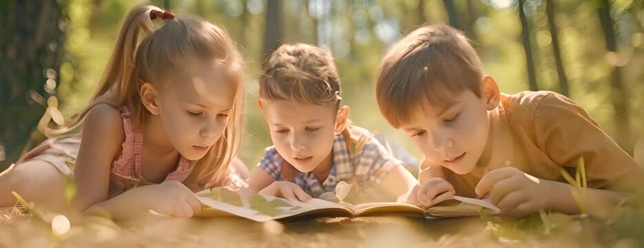 Kids participating in a scavenger hunt for National Scavenger Hunt Day, finding hidden treasures, 4K hyperrealistic photo. 4K Video