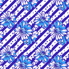 Seamless pattern blue floral designs  wallpaper phonecase tablecloth texture