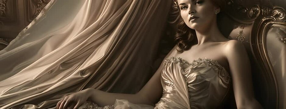 Classic Hollywood starlet in a glamorous gown, 4K hyperrealistic photo 4K Video
