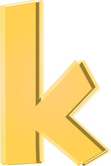 Yellow lowercase letter k