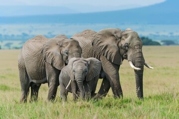 Fototapeta premium elephant family roaming