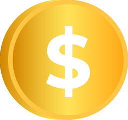dollar coin in gold vector illustration