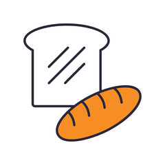 bread icon with white background vector stock illustration