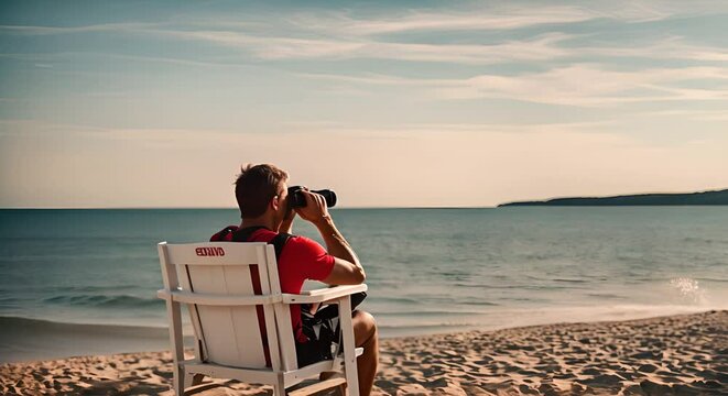 Lifeguard guarding the beach.