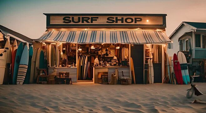 Surf shop on the beach.