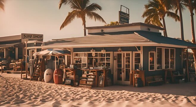 Surf shop on the beach.