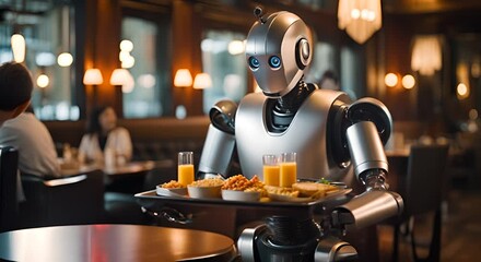 Robot working in a restaurant.