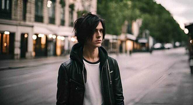 Emo man with black hair.