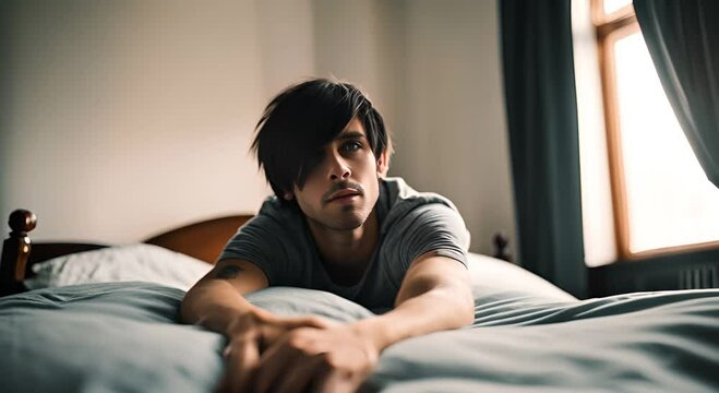 Emo man with black hair.