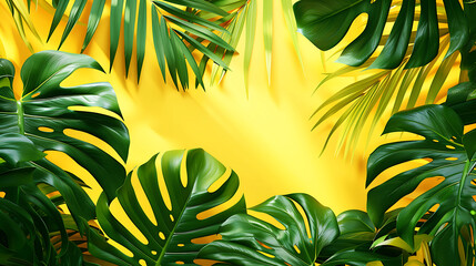 Naklejka premium Monstera deliciosa, large and beautiful Yellow floor in a lively atmosphere