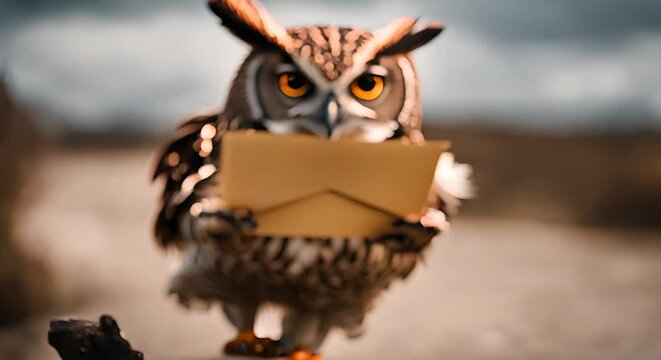 Owl with a letter.