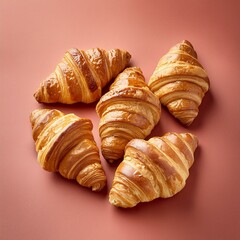 Morning breakfast Tasty crusty croissants 