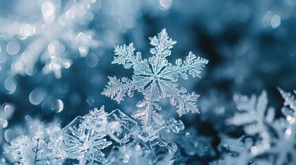 Closeup Snowflake Particle on Winter Background Wallpaper