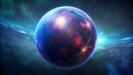 Fototapeta premium a large celestial sphere resembling a planet set against a backdrop of space filled with stars