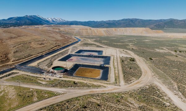 Tailing ponds at the Ruby Hill Mine, Eureka, Nevada, United States of America.