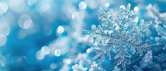 Closeup Snowflake Particle on Winter Background Wallpaper