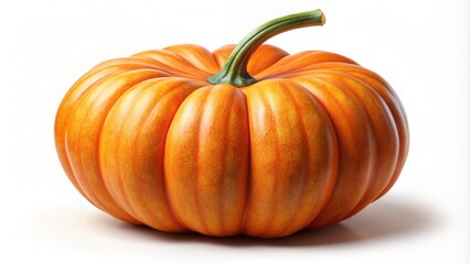 Vibrant orange pumpkin with realistic texture and shading, isolated on a clean white background, perfect for autumnal designs.