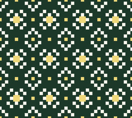 green, pixel, ikat, ethnic, fabric abstract seamless pattern. design for background, wallpaper, carpet, clothing, batik, textile, embroidery, sarong, interior, floor, curtain, printing