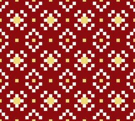 red, pixel, ikat, ethnic, fabric abstract seamless pattern. design for background, wallpaper, carpet, clothing, batik, textile, embroidery, sarong, interior, floor, curtain, printing