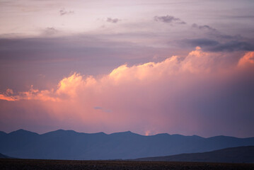 the sunset with colorful cloud in Tibet 