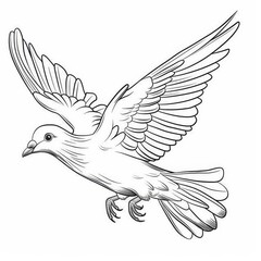 Obraz premium Black and white dove or pigeon sketch. Easter and peace symbols.