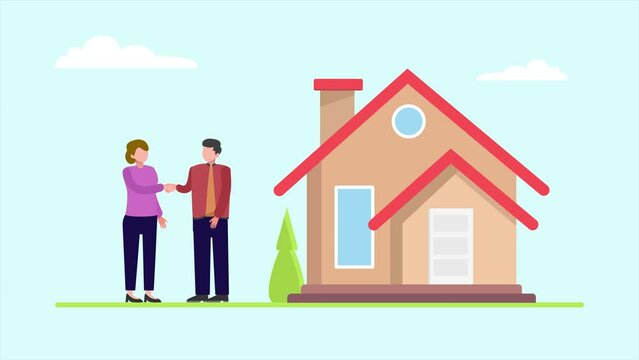 Animated video Real estate market concept. Full length animation illustration. High quality 4k footage.