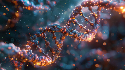 3D DNA Chromosome Helix Strand Structure for Biology Educational Purpose Background