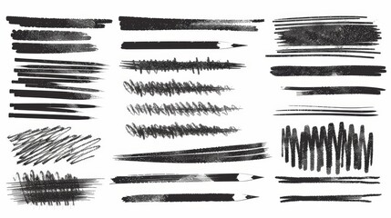 Obraz premium Underline scribble doodle lines. Red ink pen handwritten marks or borders, crayon, marker, or pencil sketch lines or dividers, paintbrush strokes, modern underlines or grunge separators.