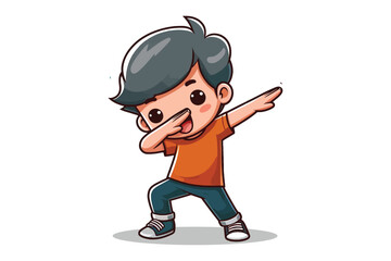 vector cute cool boy dabbing pose cartoon vector icon illustration