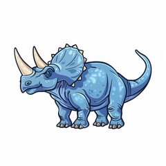 An isolated green dinosaur with horn, Triceratops horridus, with an epoccipital fringe.