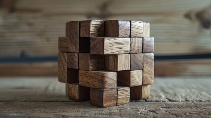Obraz premium Wooden puzzle mind game