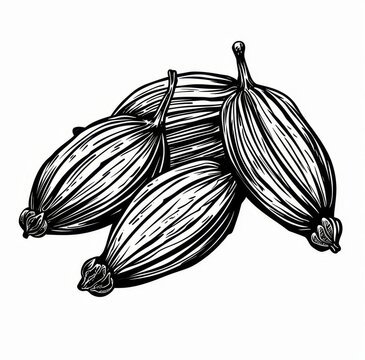Isolated sketch of cumin seeds spice cooking seasonings