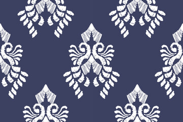 Ethnic ikat seamless pattern in tribal. Aztec geometric ethnic ornament print. Ikat pattern style. Design for background, wallpaper, illustration, fabric, clothing, carpet, textile, batik, embroidery.