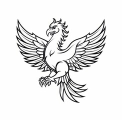 Obraz premium Ancient heraldic griffin or gryphon sketches. Legendary beast, mythical animal or magic griffin ancient sketch crests. Fantasy creature heraldic emblems or royal insignias.