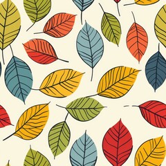 Obraz premium Seamless Autumn Leaves Pattern. Vibrant Fall Foliage Background