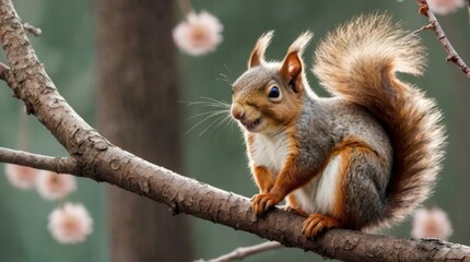 Fototapeta premium Curious Squirrel on Branch