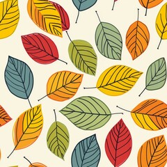 Seamless pattern with colorful autumn leaves. Fall background. Design for fabric, wallpaper, packaging, textile.