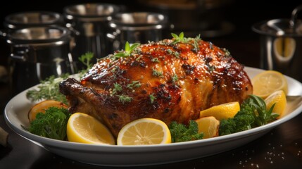 Super Realistic, Highly Detailed Turkey Dish on White Background | Perfect for Food Photography, Editorial Use, and Culinary Projects, Ai generative
