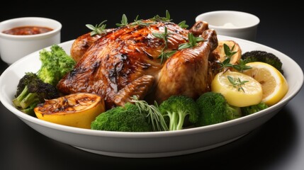 Super Realistic, Highly Detailed Turkey Dish on White Background | Perfect for Food Photography, Editorial Use, and Culinary Projects, Ai generative

