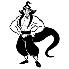 Aladdin full length silhouette vector art  illustration 