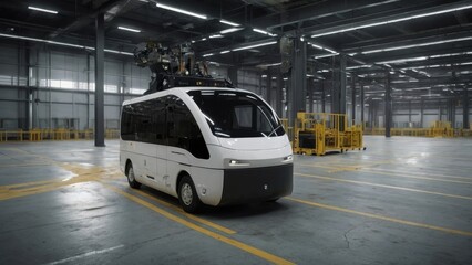 Fototapeta premium Autonomous Electric Vehicle in Warehouse