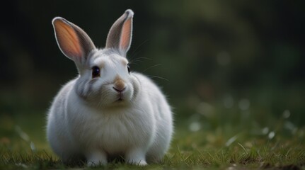 Adorable White Rabbit Outdoors