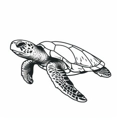 Obraz premium The loggerhead sea turtle is an isolated marine animal mascot with a cartilaginous carapace shell. It is also known as the Caretta ocean terrapin, and it makes an exceptional aquarium pet.
