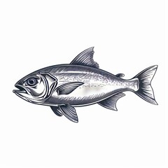 Fototapeta premium Hatchet fish isolated giant oarfish monochrome sketch icon. Modern barreleye sloane viperfish, deep sea ocean marine animal with sharp teeth.