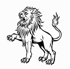 Obraz premium A medieval heraldic animal sketch. An emblematic animal like a wolf from legend or mythology. A crest for a knight or a creature from fantasy lore.